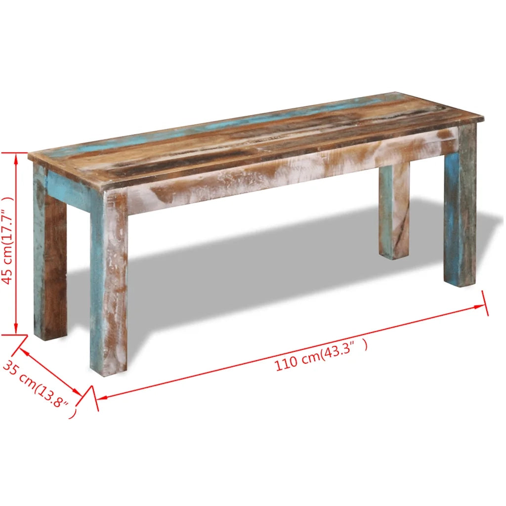 Panca-Sgabello in Legno Massello di Recupero 110x35x45 cm 362804