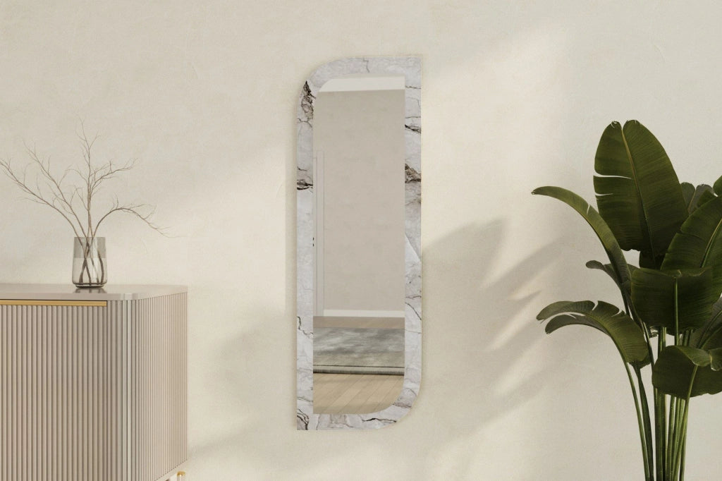 Grana, Specchio Forma Rettangolare, 120x40h cm Grigio Marmo