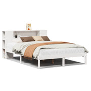 Letto matrimoniale | Letto per adulti | Letto Libreria senza Materasso Bianco 140x190 cm Legno di Pino