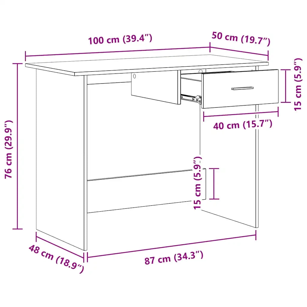 Scrivania-Scrivanie per ufficio e studio-Scrittoio Nera 100x50x76 cm in Legno Multistrato 203795