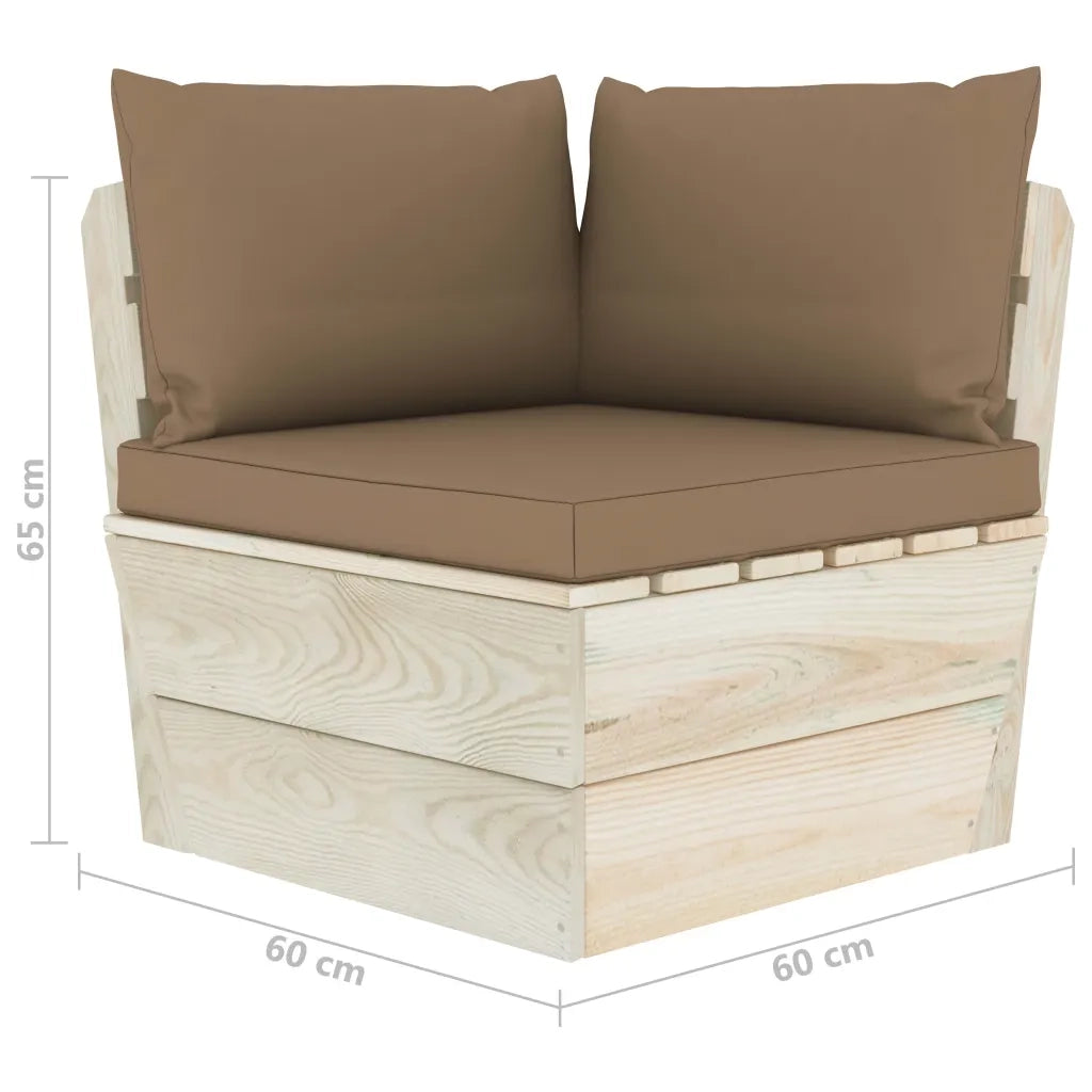 Divano Angolare da Giardino su Pallet e Cuscini-Sofa da Giardino-Divanetto da esterno Legno di Abete 417025