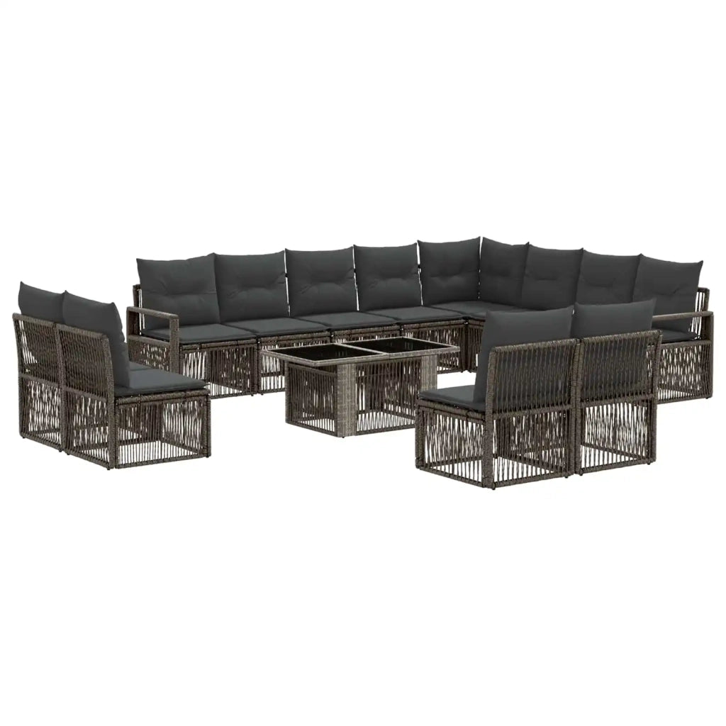 Set Divano da Giardino 13 pz Grigio e Grigio Scuro polyrattan 3437171