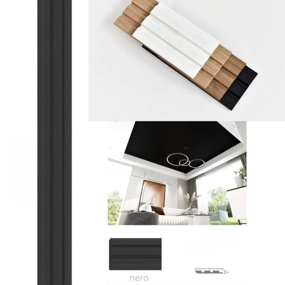 Trade Shop - Pannello Decorativo 3d Da Parete Nero 122x290 Cm Effetto Doghe In Ps Moderno -