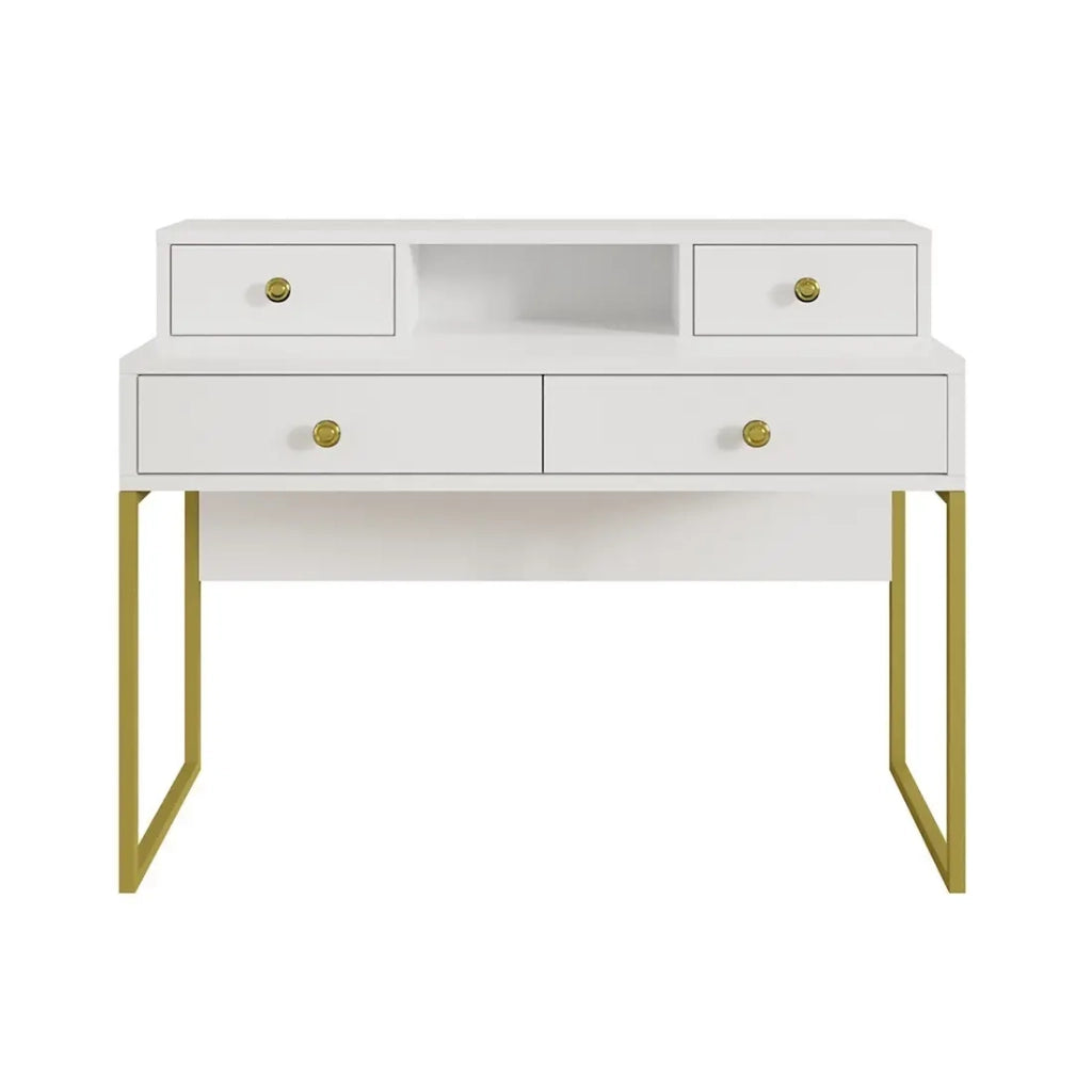 Consolle da ufficio design collezione DOUGLAS con quattro cassetti e uno scomparto, colore bianco, 120 x 95 x 50 cm