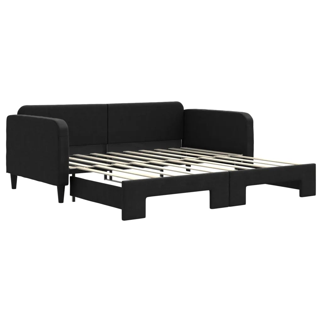 Divano letto | Sof¨¤ letto | Letto singolo Estraibile Nero 90x190 cm in Tessuto