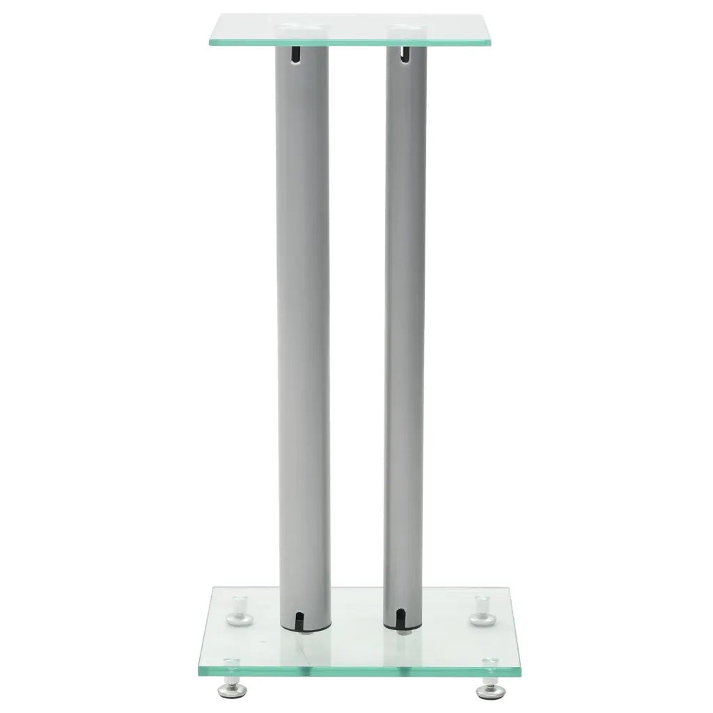 Supporti per Altoparlanti 2 pz Vetro Temperato a Colonne Argento CFW5203876