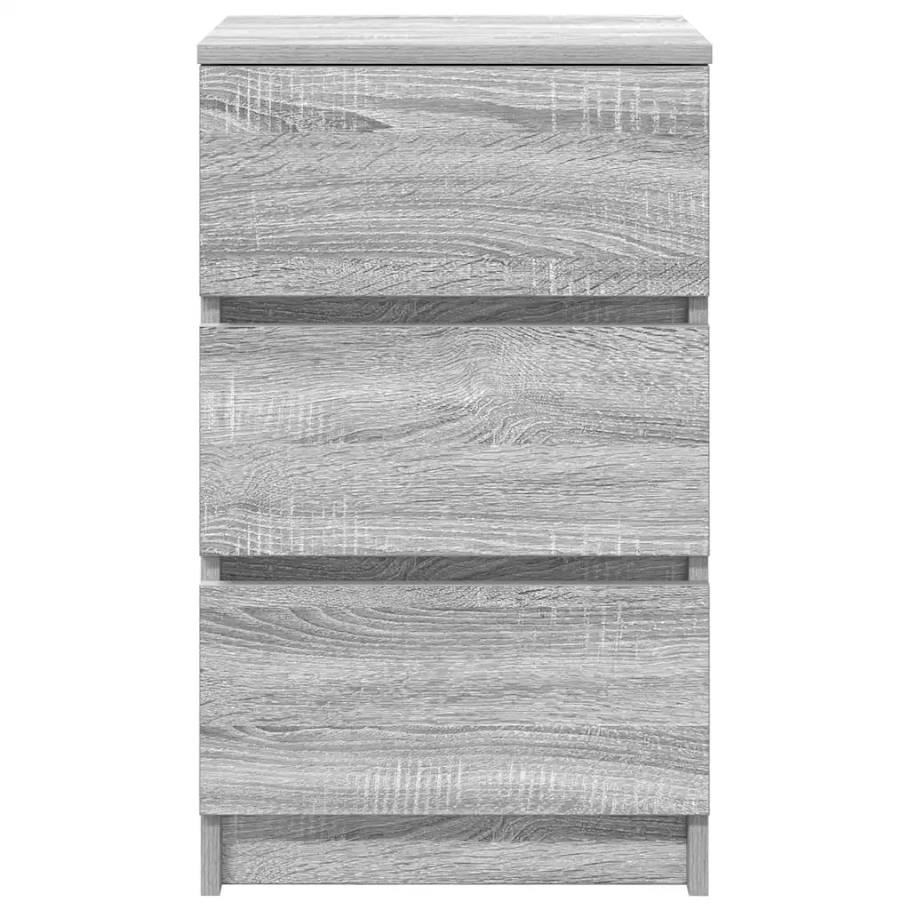 Comodino con 3 Cassetti Grigio Sonoma 39x35x65 cm