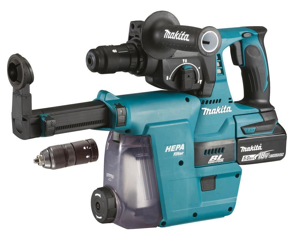 Makita DHR243RTJW LXT Tassellatore SDS-Plus 18V 24mm Brushless 3 Funzioni 2x5Ah con DX07 e Valigetta Makpac