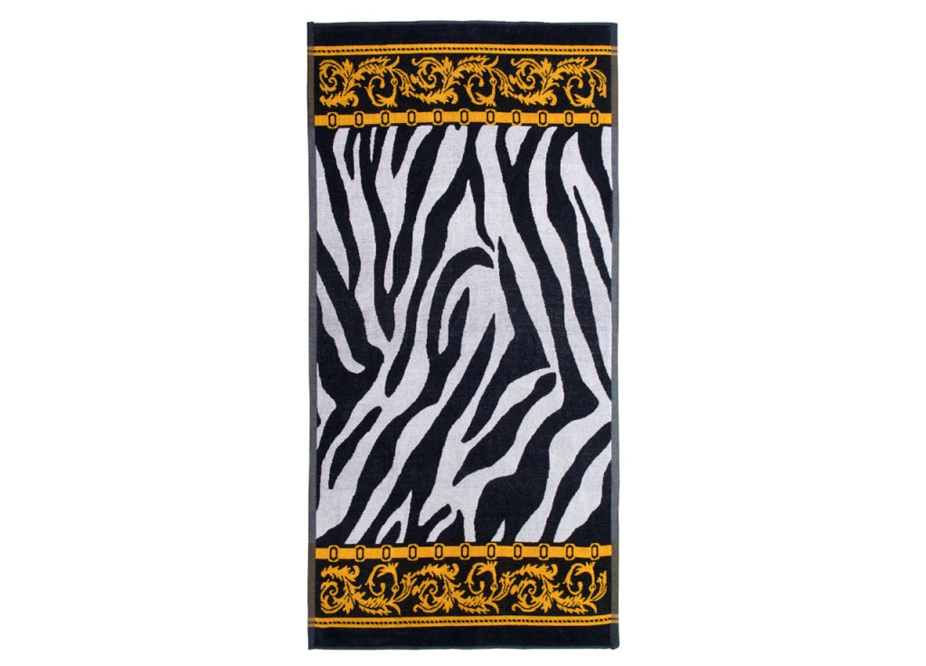 Telo Mare Jacquard Spugna Asciugamano Spiaggia Disegno Animalier Zebra