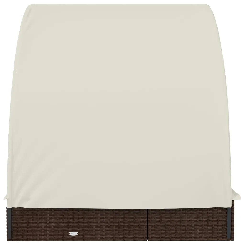 Lettino Doppio Tetto Rotondo Marrone 211x112x140 cm Polyrattan 319653