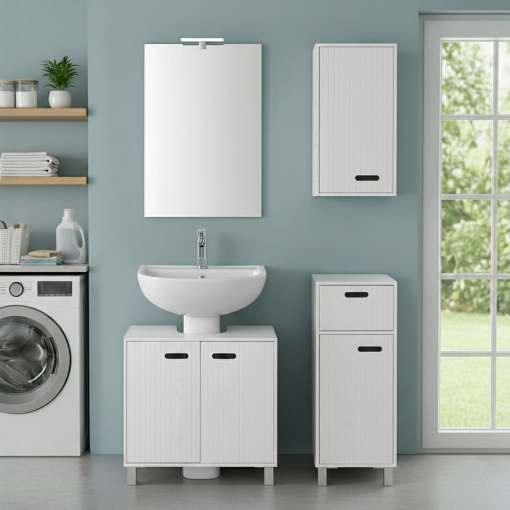 Set bagno con mobile sottolavabo 60 cm con base e pensile bianco Fast
