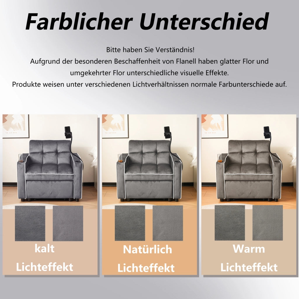 DIVANO LETTO 3-in-1 83 x 167 x 76 cm Grigio scuro