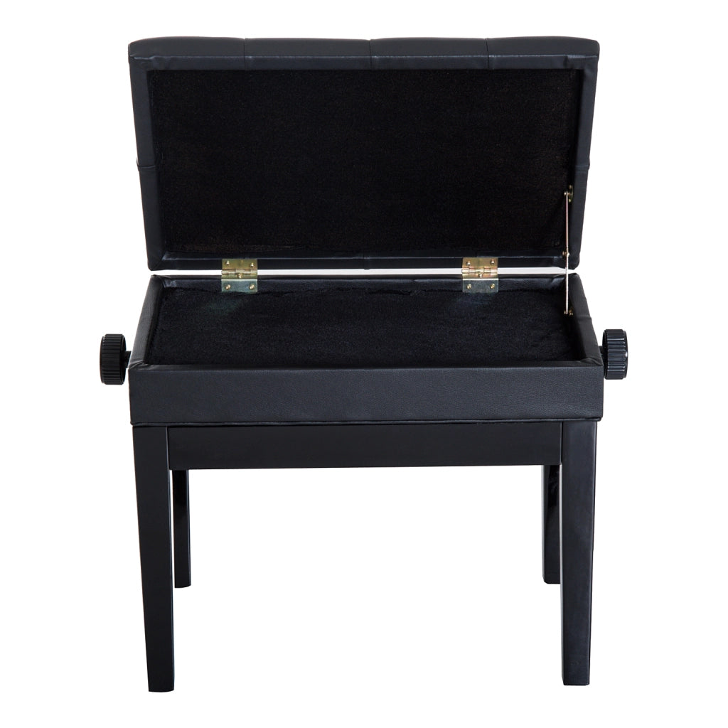 Sgabello per Pianoforte ¨C Xylo ¨C Nero, Altezza Regolabile 48-58 cm, Imbottito con Vano Portaoggetti