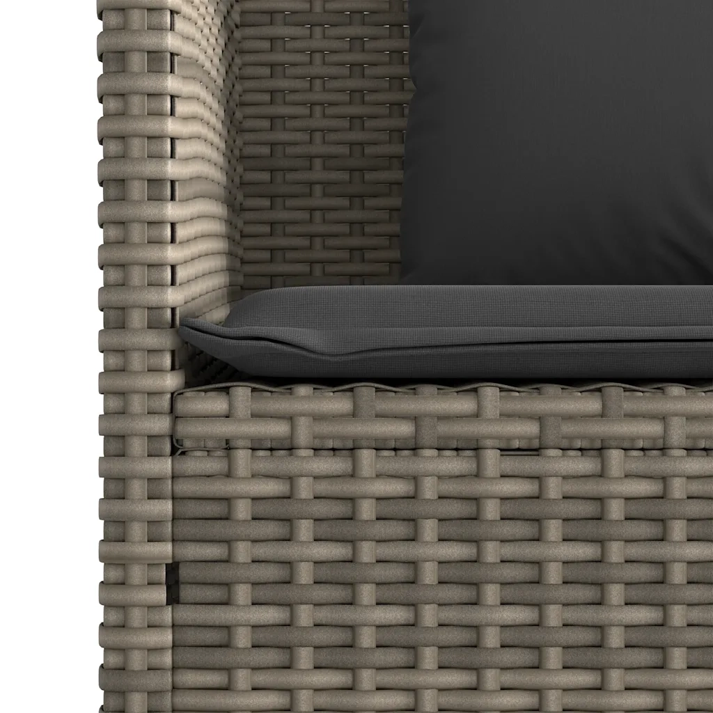 Panca da Giardino con Cuscini-Sgabello-Panca da esterno Grigia in Polyrattan 333039