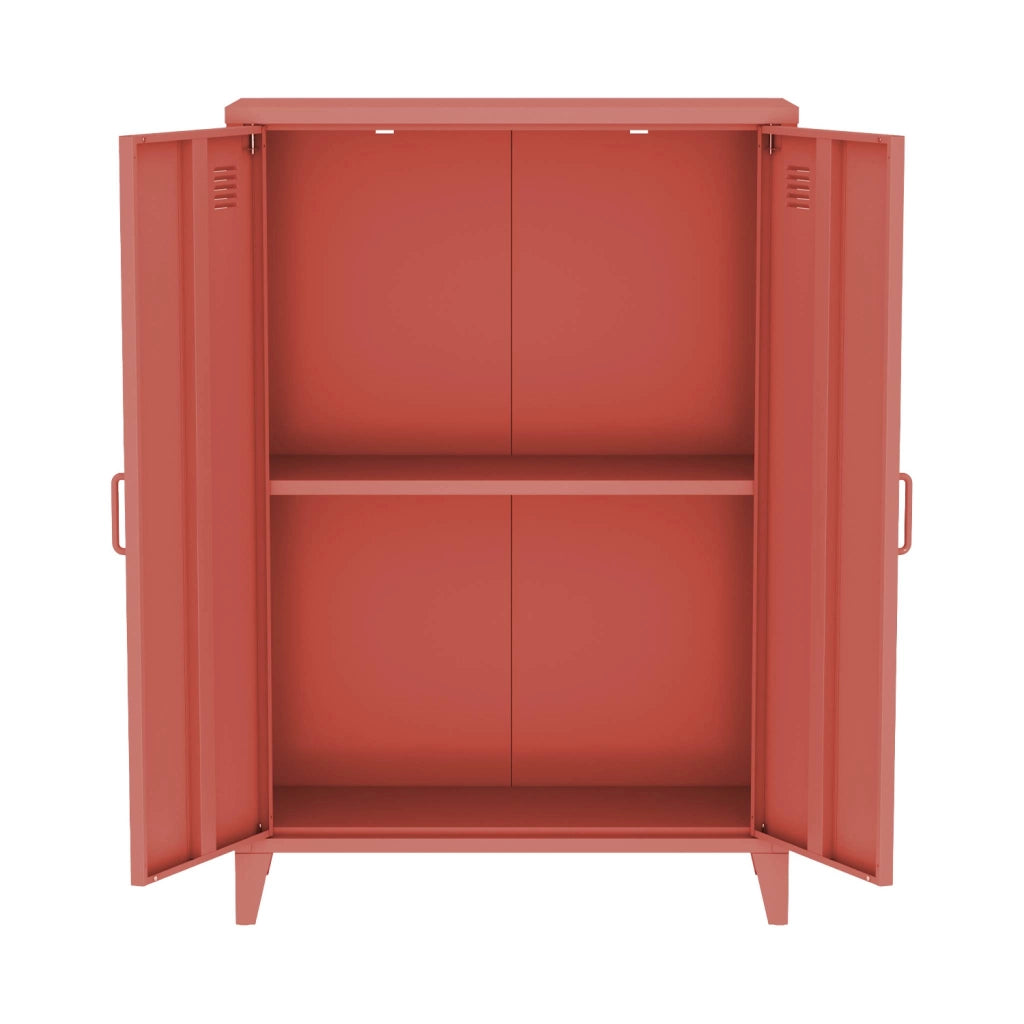 Set di 2 armadietti in metallo, 2 ante, terracotta