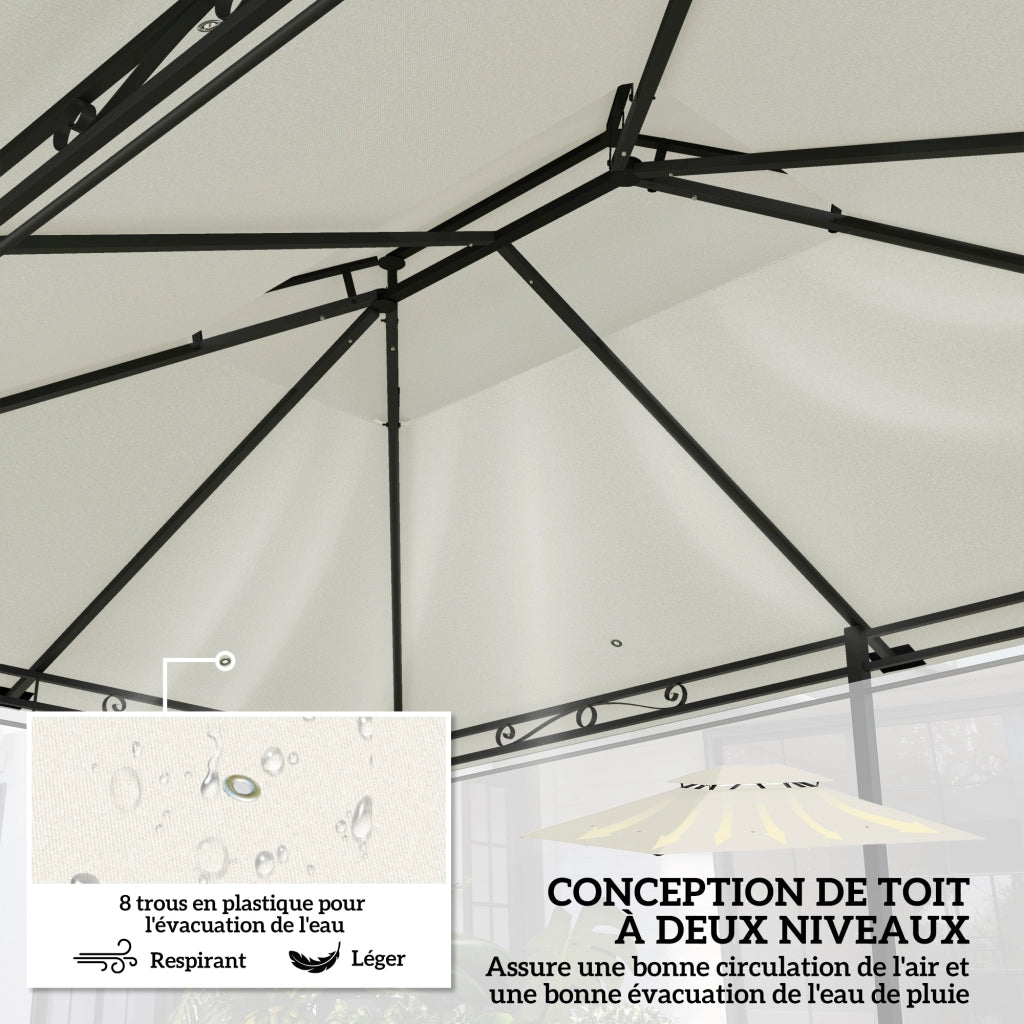 Telo per gazebo 4x3m doppio tetto drenaggio ¨C zephmum ¨C crema 180g/m2 poliestere