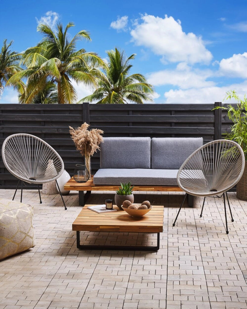 Set di 2 Sedie da Giardino Grigio Chiaro Rattan Sintetico Resistente