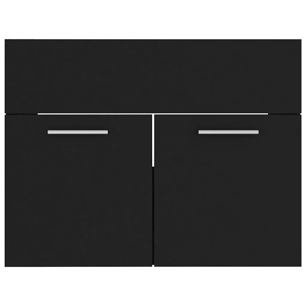 Set Mobili da Bagno 2 pz Nero in Legno Multistrato 804783