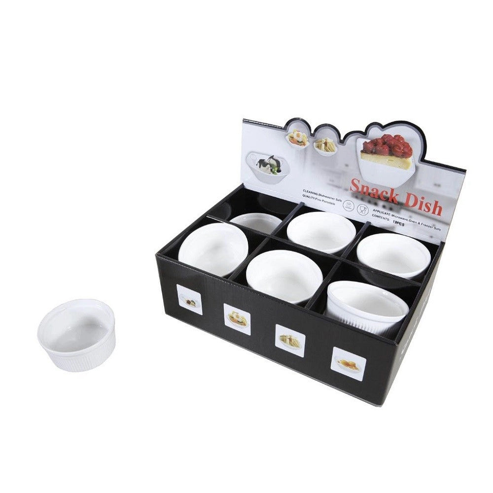 Trade Shop - Set 12 Pz Piatto Ciotole Rotonde Antipasti In Porcellana Aperitivo Snack 151686 -