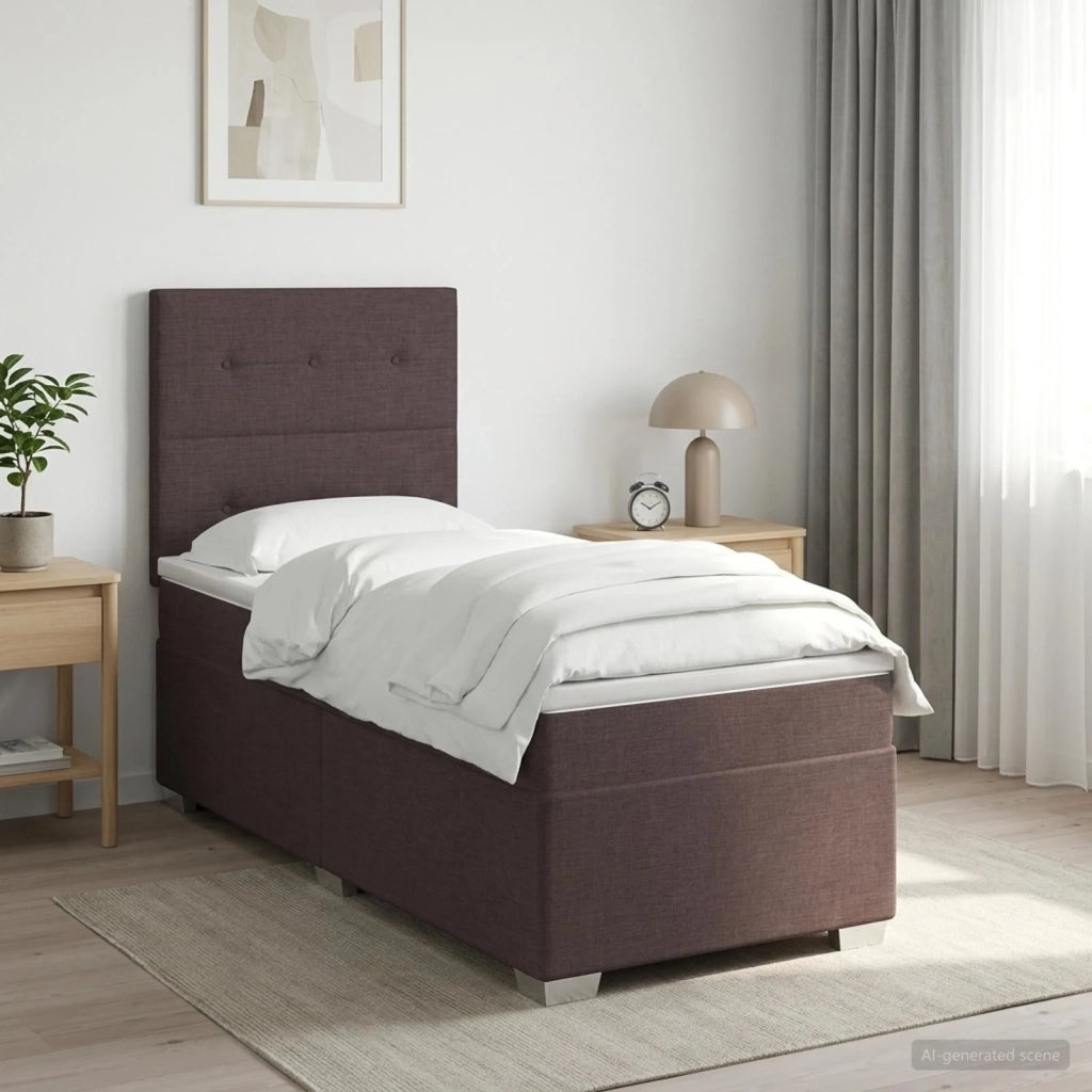 Letto box spring con materasso Marrone Scuro 100 x 200 cm 3453342