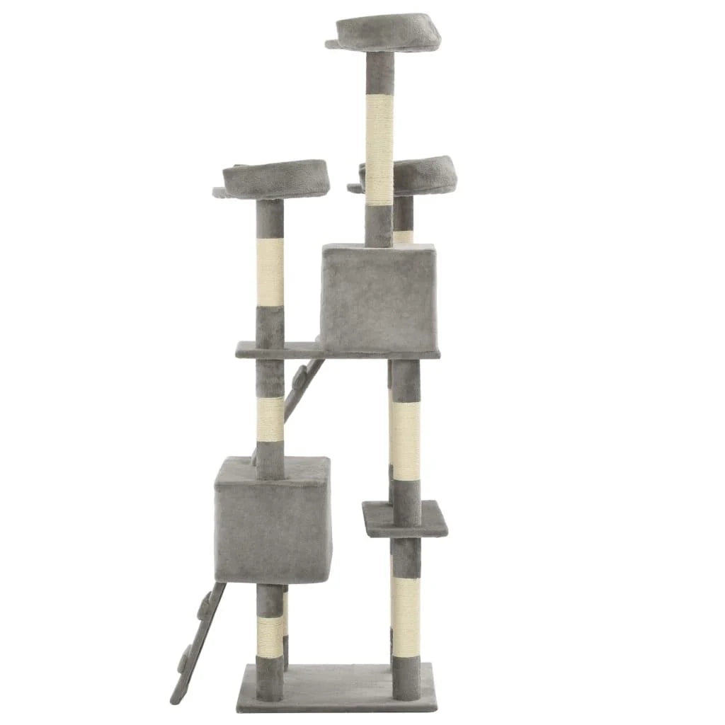 Tiragraffi albero per gatti cuccia per gatti giocattolo peluche sisal 170 cm grigio 3702087