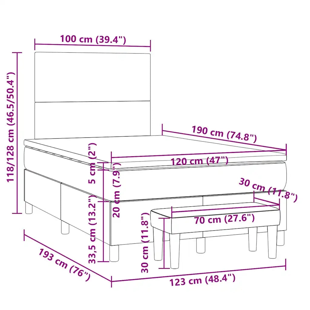 Giroletto a Molle con Materasso Tortora 120x190 cm in Tessuto