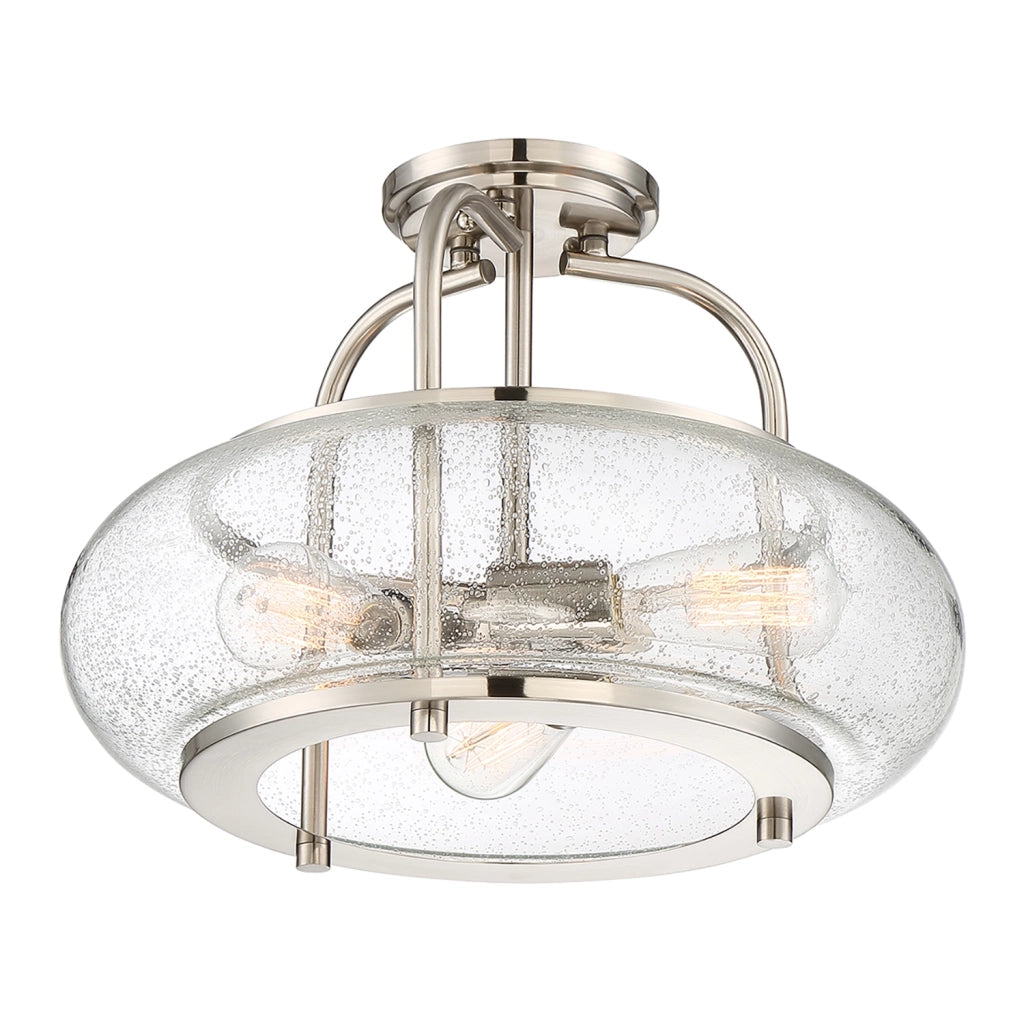 Lampada a Soffitto Industrial Nordico Trilogy Metallo Nichel Spazzolato 3 Luci E27