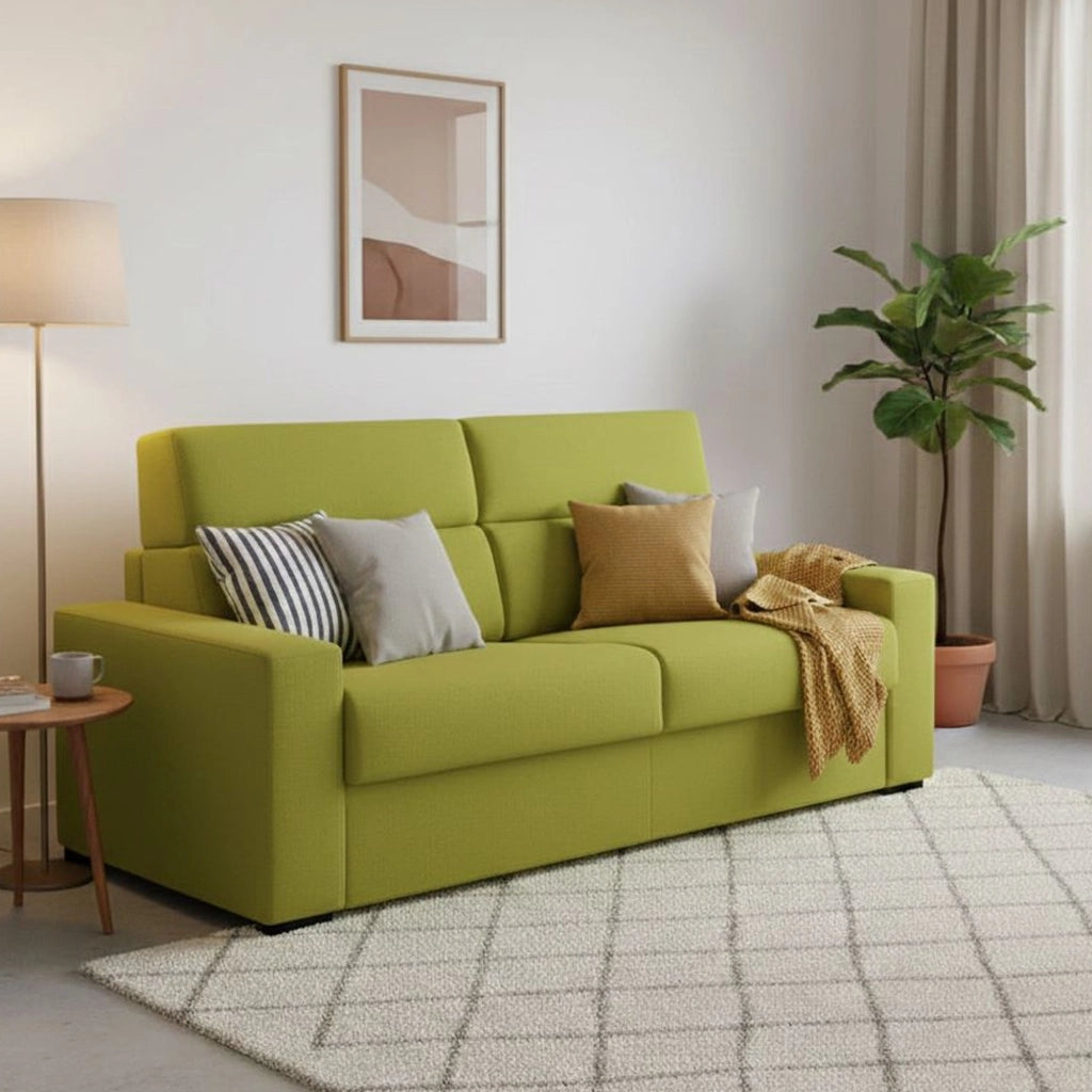 Quindici, Divano Letto 3 Posti Sfoderabile Made in Italy, 220x95 cm Verde