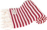 Handdoek in Cotone 100% Malibu a Turchese Rood - Badhanddoeken Fouta Peshtemal Hamamdoek - Certificato OEKO-TEX - 95 x 175 cm