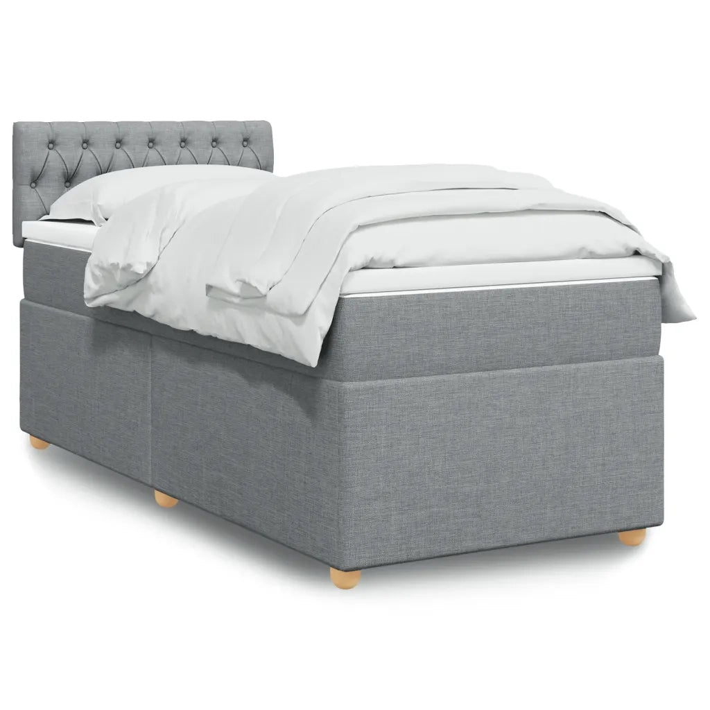 Letto singolo | Letto per adulti | Giroletto a Molle con Materasso Grigio Chiaro 80x200 cm Tessuto