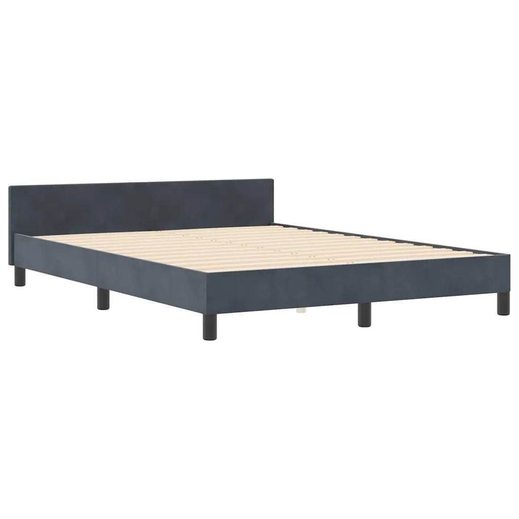 Letto a molle con testiera Grigio scuro 140 x 200 cm Velluto 3345012