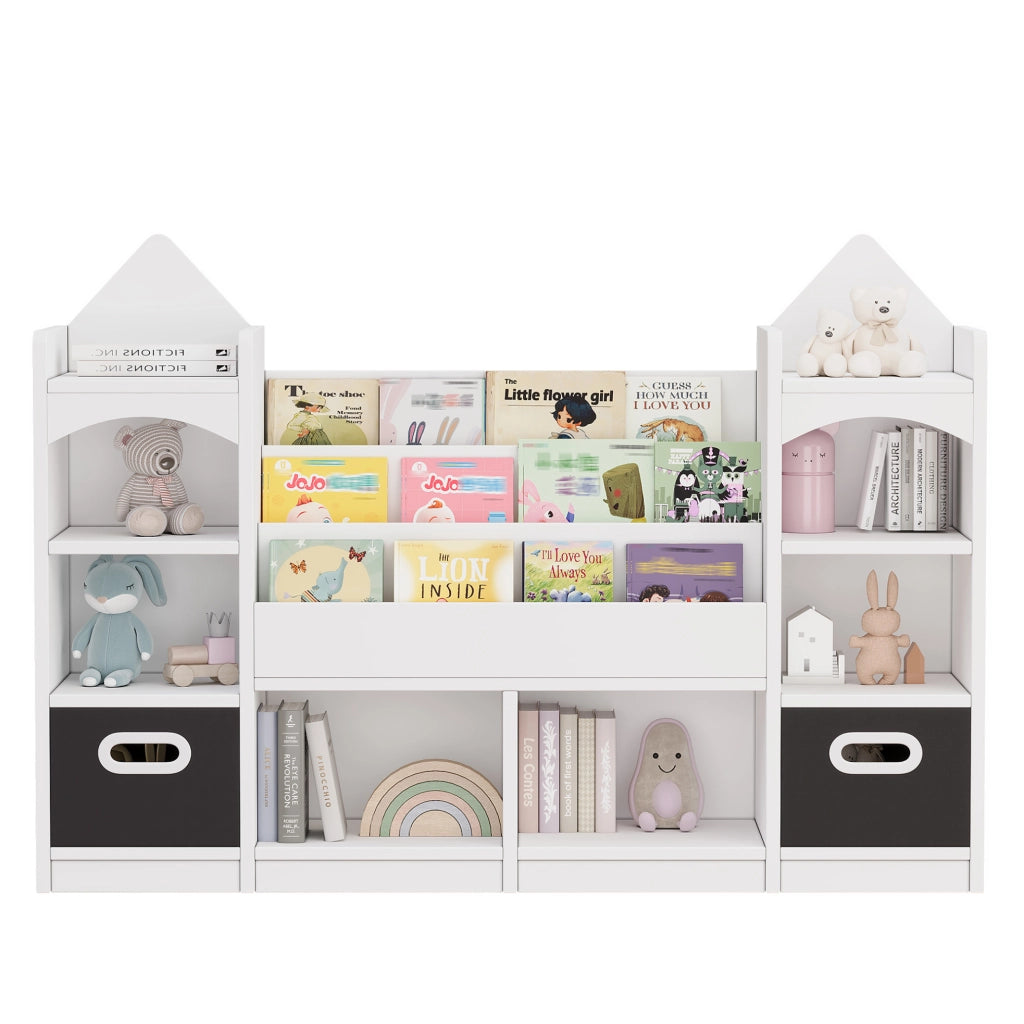 Libreria per bambini con 2 contenitori pieghevoli