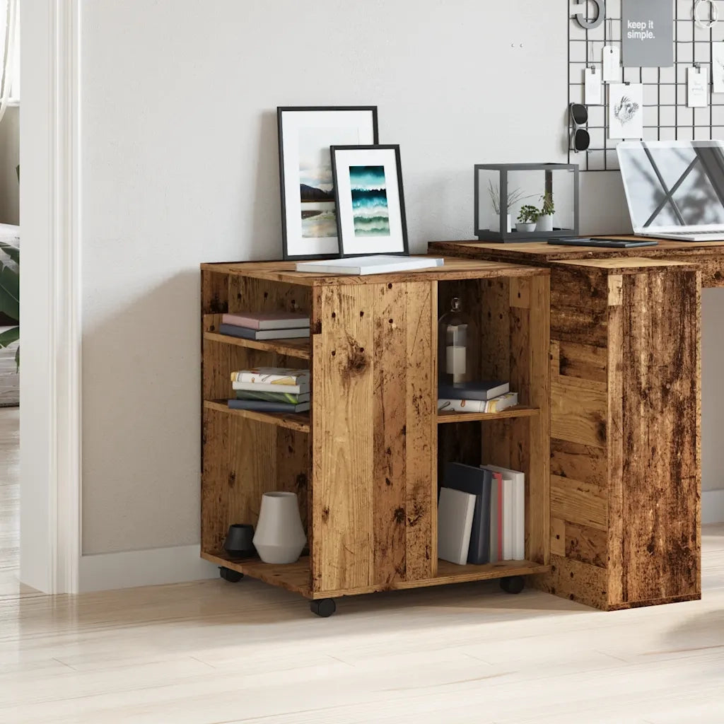 Armadietto con Ruote Legno Antico 60x53x72cm in Truciolato