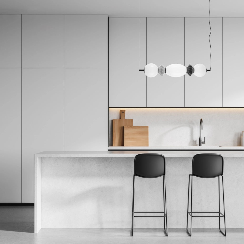 Sospensione Italux Balos LED 14W vetro/ceramica orizzontale nera