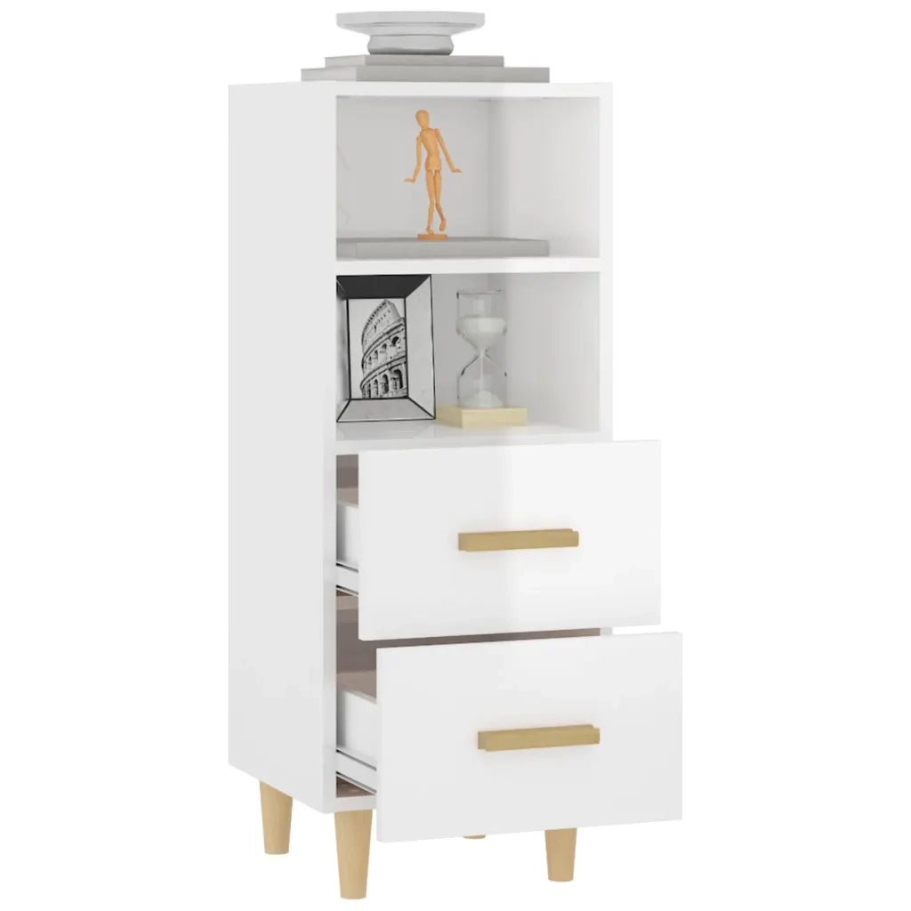 Credenza | Madia | Buffet da pranzo | Armadio da pranzo 34,5x34x90 cm in Legno Multistrato Bianco Lucido