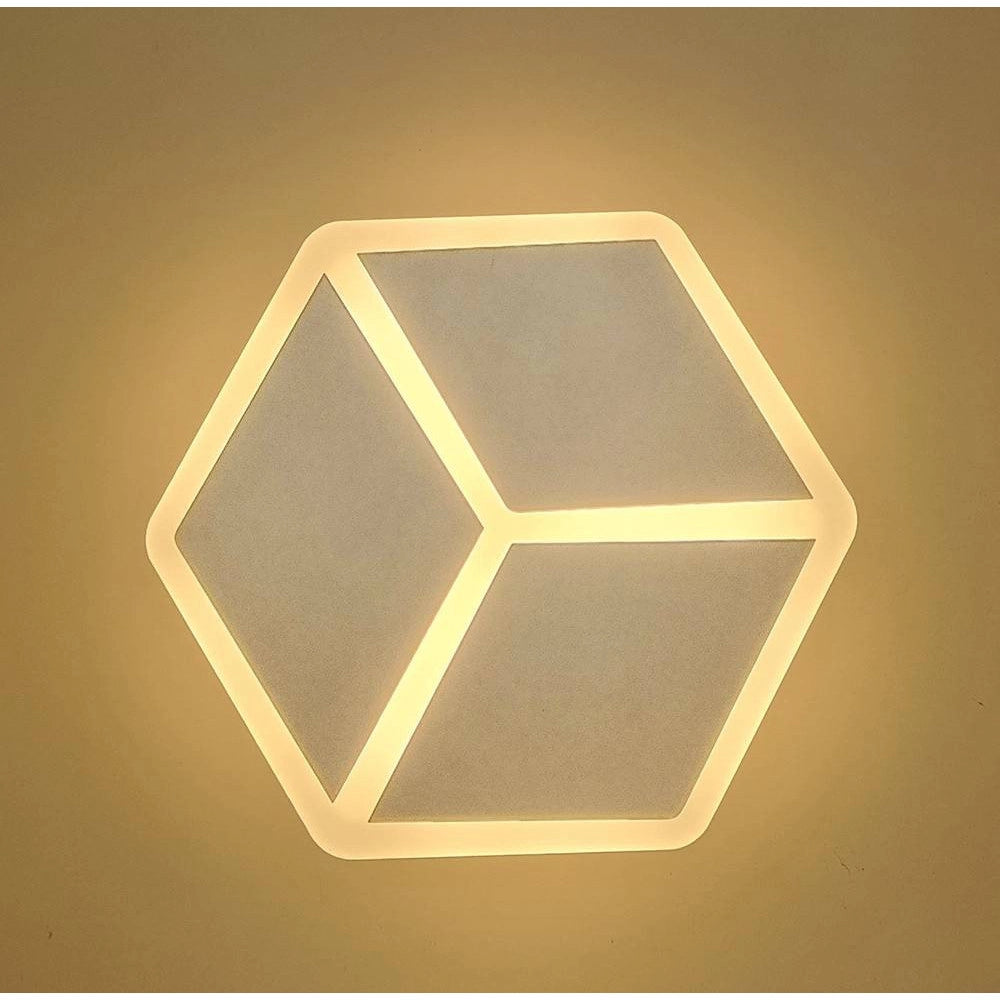 Trade Shop - Applique Led A Muro Lampada Moderna 12w Effetto Cubo 3d 3 Modalità Luce Aq11-3c -