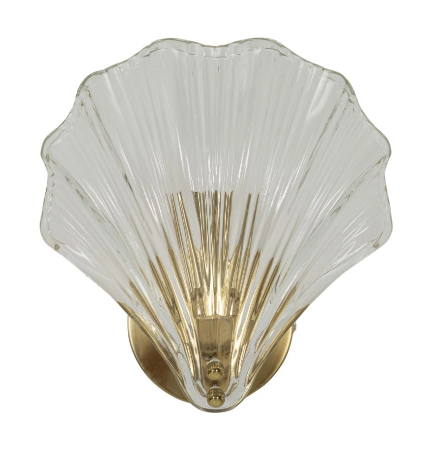 Lampada da Muro Shell 20x14x22 cm in Vetro e Ferro Oro e Naturale