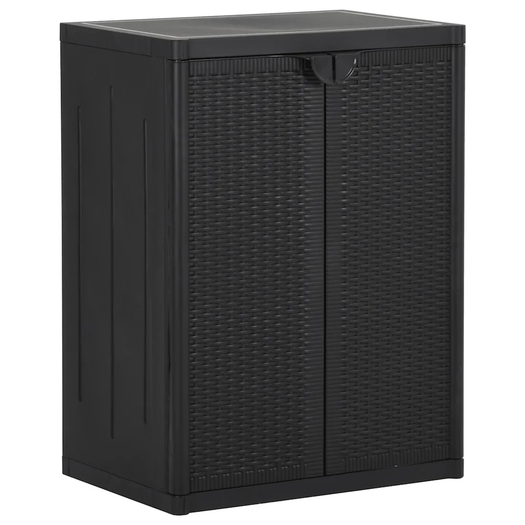 Mobile contenitore multiuso con 2 ripiani 65 x 45 x 88 cm PP nero 02_0046120