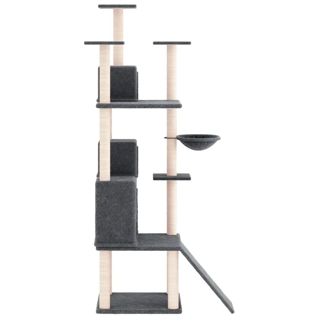 Albero per Gatti con Tiragraffi in Sisal Grigio Scuro 175 cm 171686