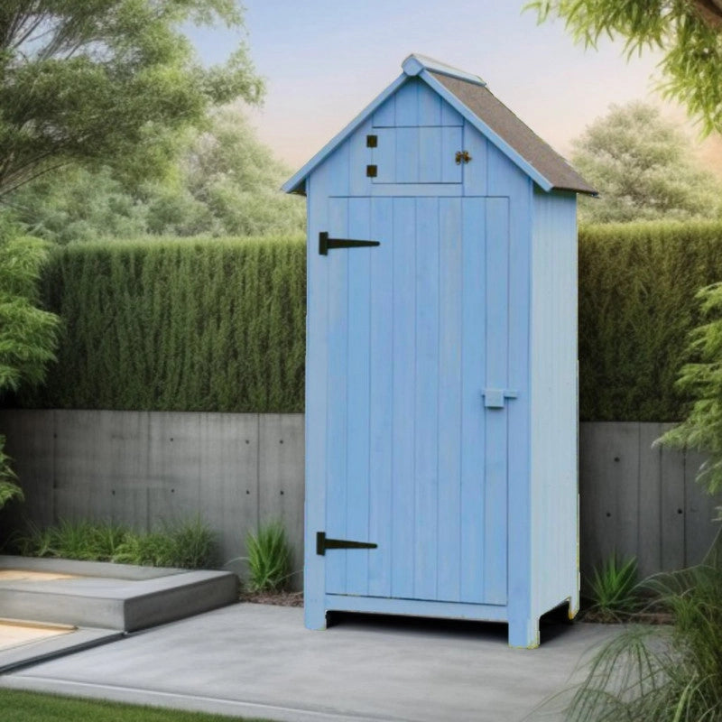Armadio da giardino in legno di abete azzurro 64x44 cm – 3 ripiani e tetto bitumato – impermeabile – ARM0805 Foresta