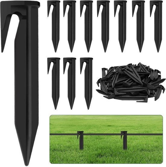 Penne per terra 100 pezzi - Attacco per motoseghe robotizzate - Fissaggio cavo di rete - Materiale in plastica duraturo - Alta stabilità - Testa indeformabile
