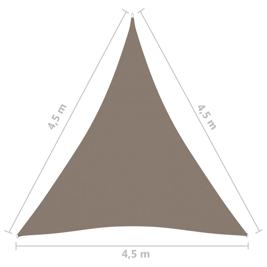 Vela ombreggiante triangolare in tessuto Oxford 4,5 x 4,5 x 4,5 m tortora 02_0009861