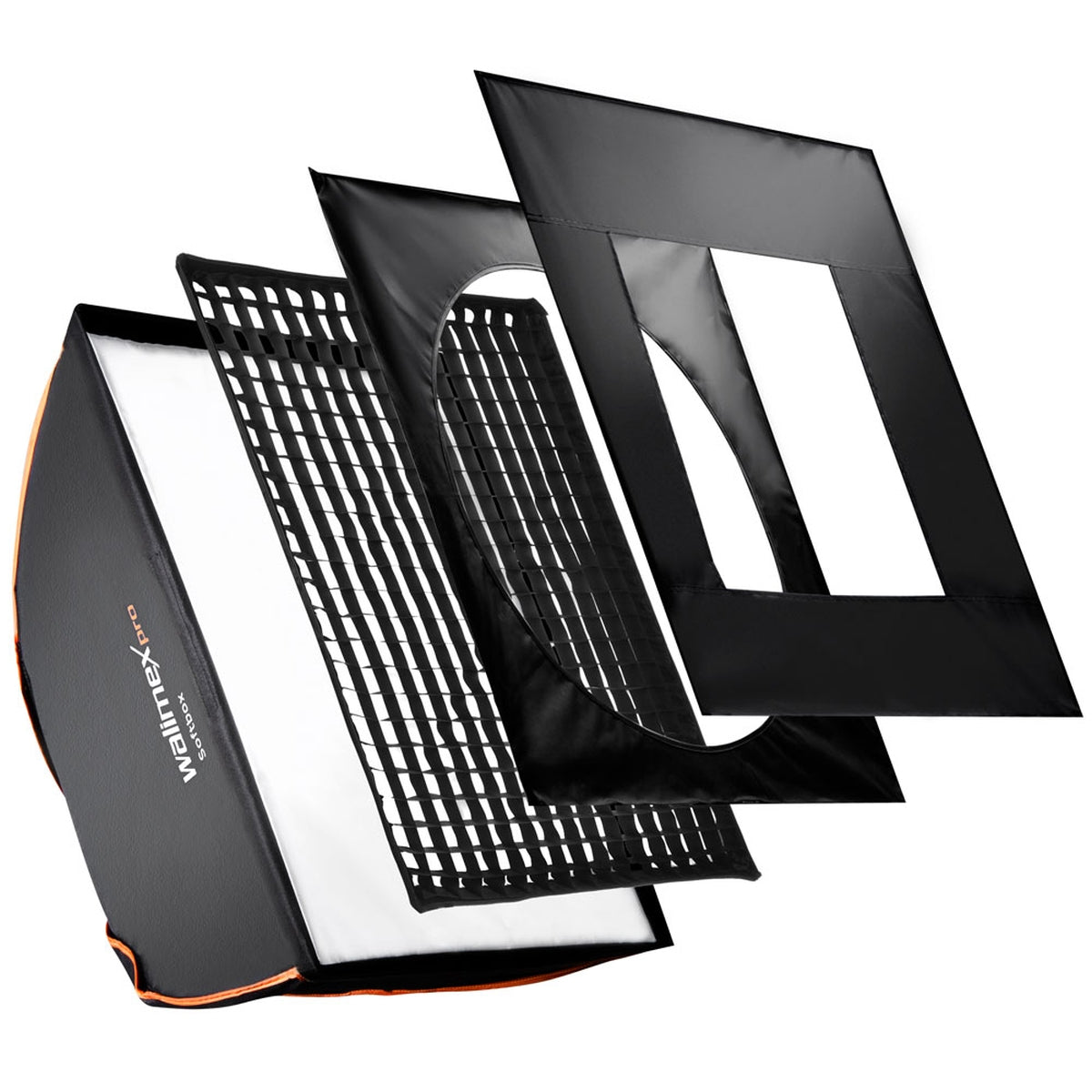 PLUS Orange Softbox 80x120cm, girevole a 360°, Sagomatore di luce per foto e video, incluso diffusore griglia maschere adattatore Aurora/Bowens, per studio fotografico