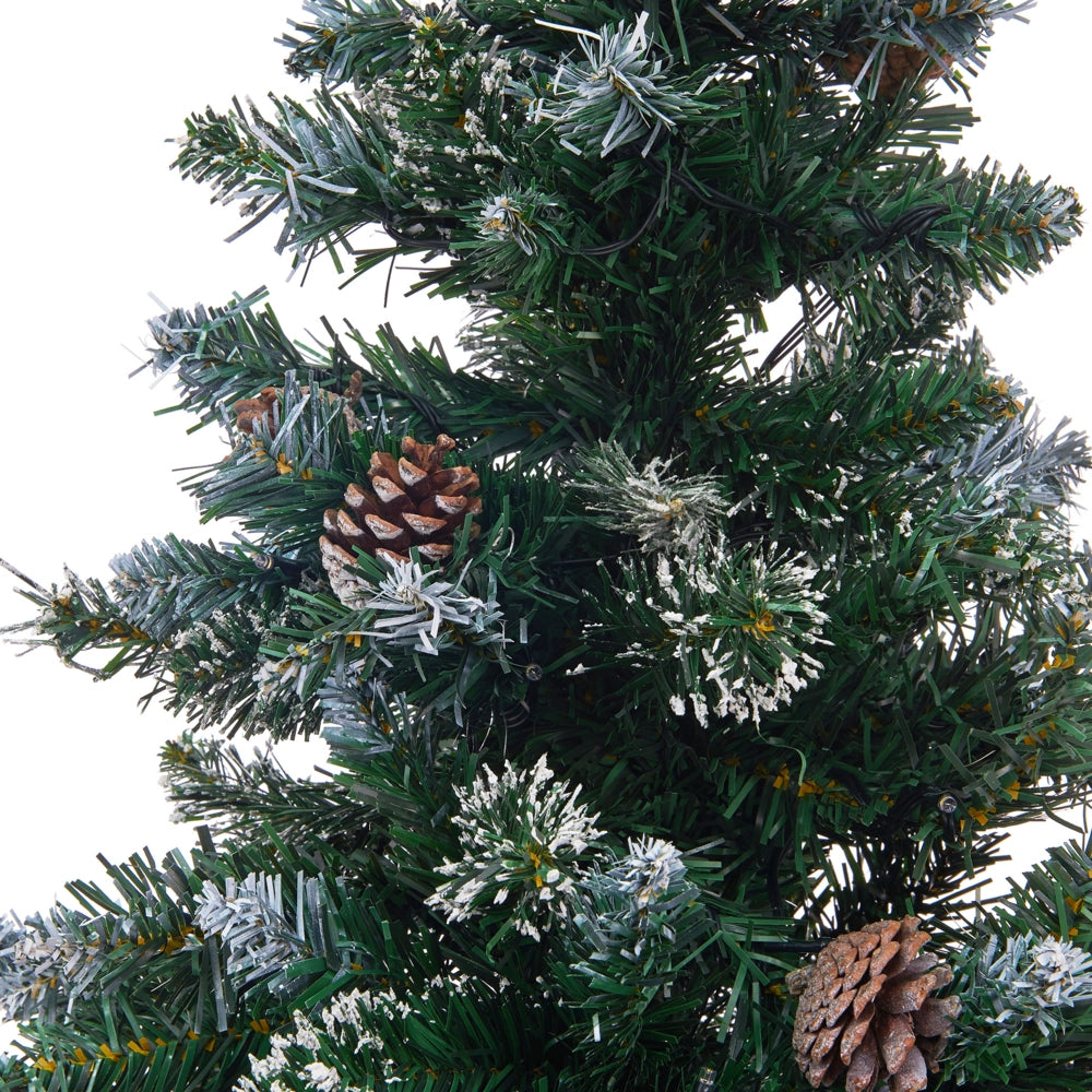 Albero di Natale Artificiale PreIlluminato Verde Innevato Base Nera 120 cm