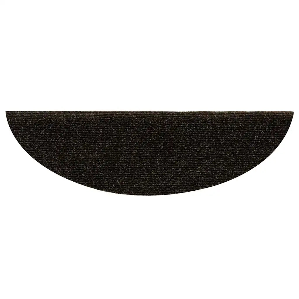 Tappetini per scale autoadesivi 5 pz 56x17x3 cm marrone scuro semicircolari 149686