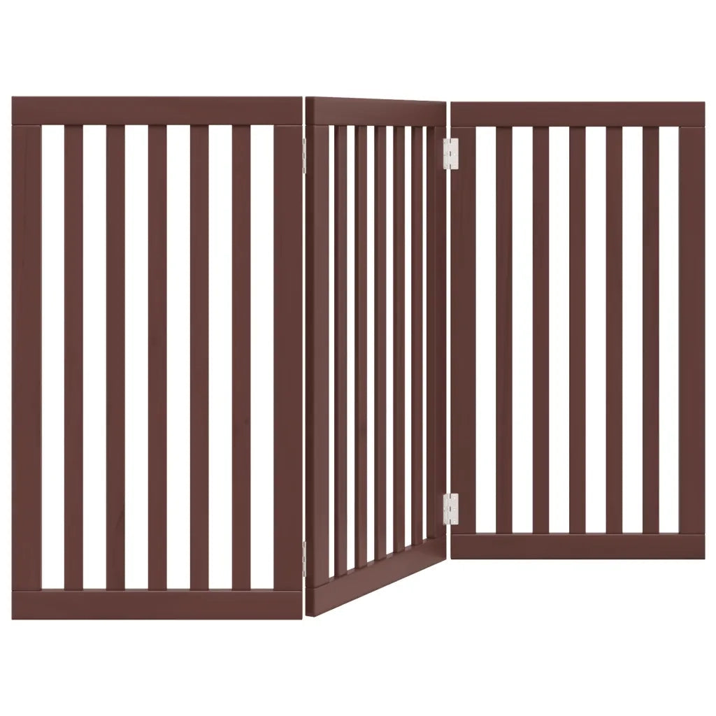 Cancello Cani Pieghevole 3 Pannelli Marrone 150cm Legno Pioppo CFW8734079