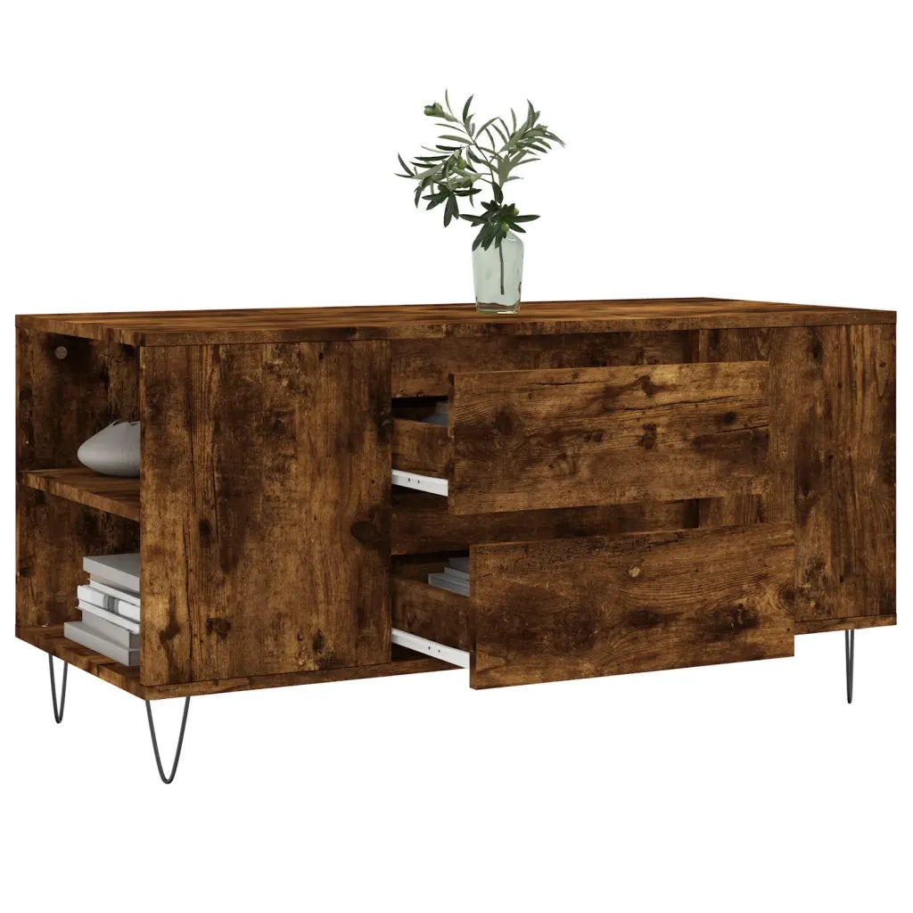 Tavolino da Salotto Rovere Fumo 102x44,5x50cm Legno Multistrato 831001