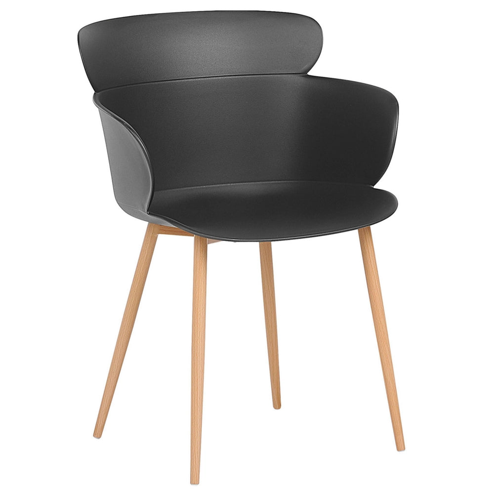 Set di 2 sedie da pranzo in materiale sintetico Nero gambe in metallo schienale ergonomico soggiorno moderno