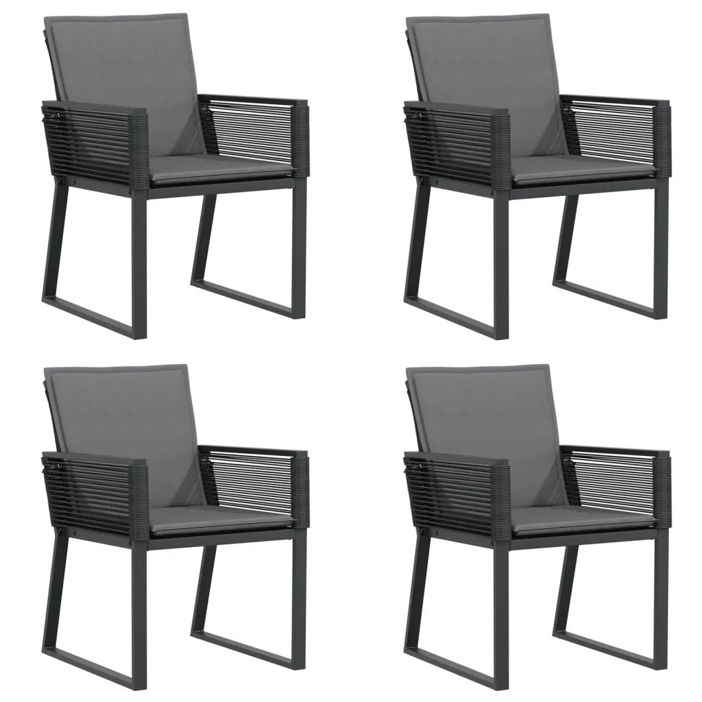 Sedie da Giardino con Cuscini 4 pz | Sedie da Esterno Nere in Polyrattan