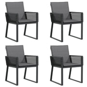 Sedie da Giardino con Cuscini 4 pz | Sedie da Esterno Nere in Polyrattan